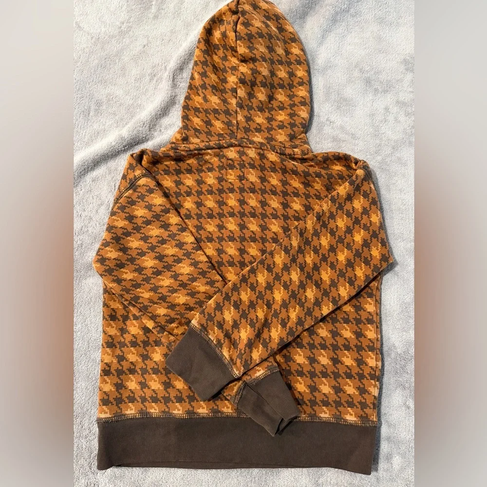 GAP Kids Hooded Sweatshirt in Orange and Brown Houndstooth. Gently Used